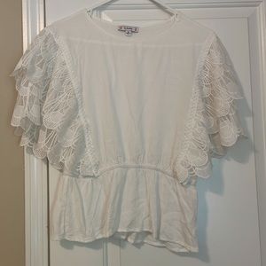 White Flutter Sleeve Top
